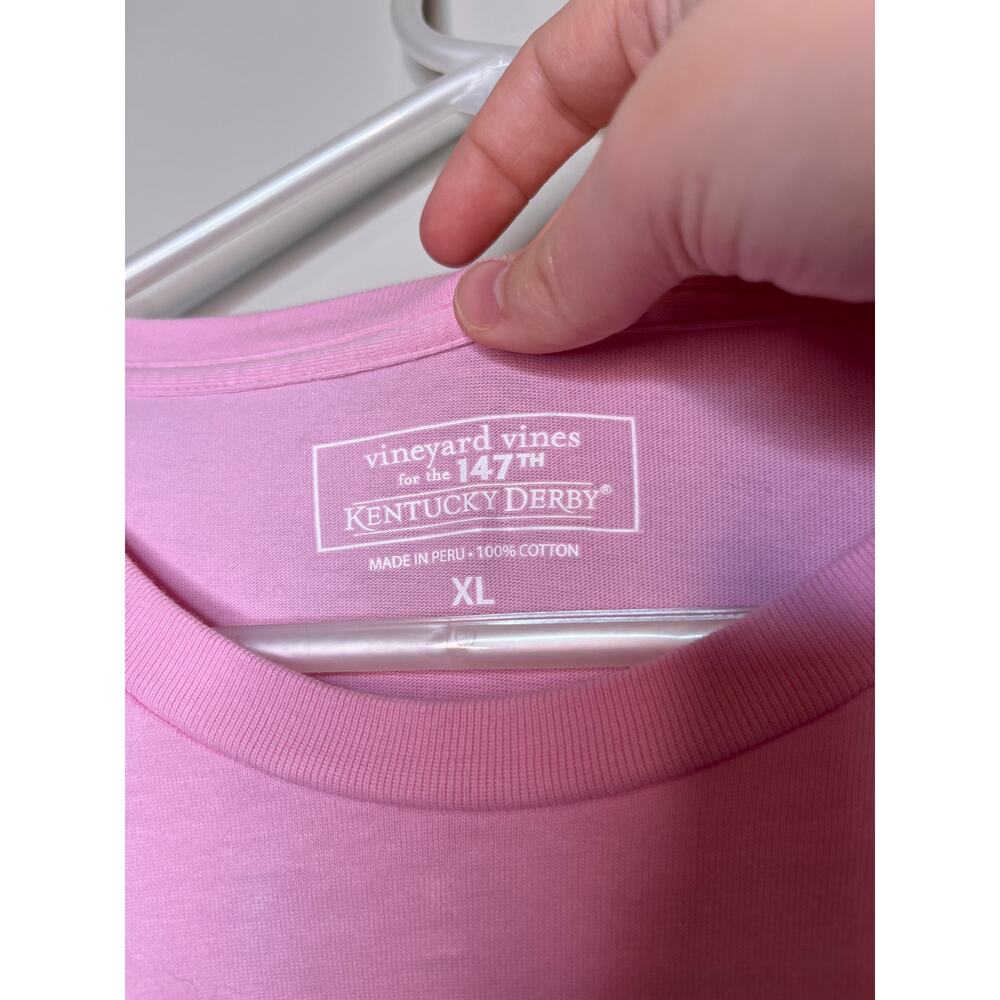 Vineyard Vines Kentucky Derby Baby Pink Thousand Dollar Mint Julep Shirt XL - Picture 4 of 5